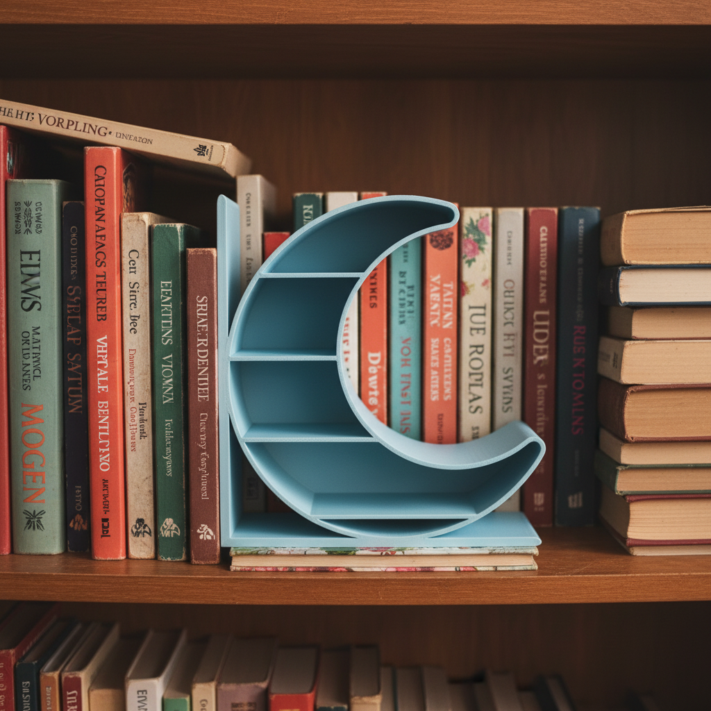 Crescent Moon Bookend - 3D Printed Shelf