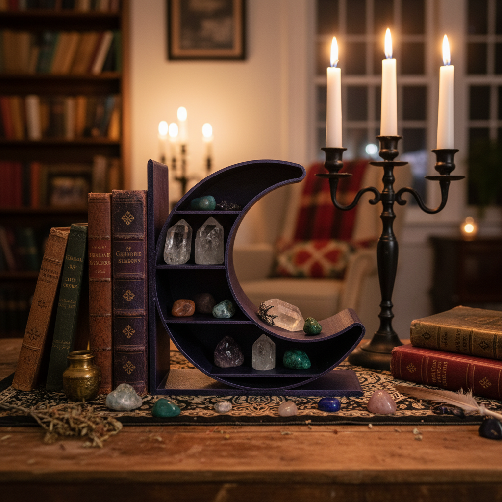 Crescent Moon Bookend - 3D Printed Shelf