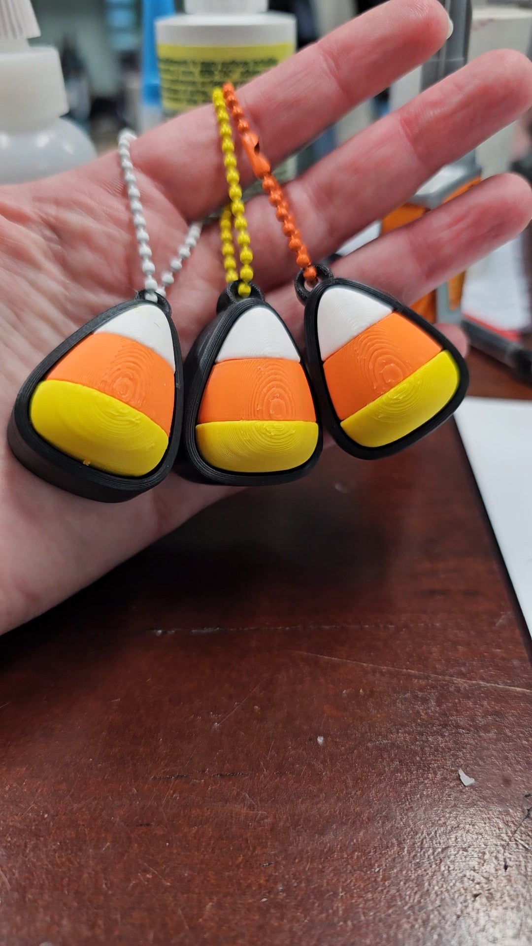 Candy corn keychains