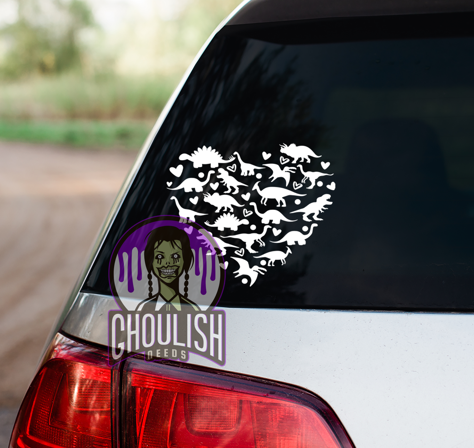 Dino Heart Decal For Windows or any flat surface