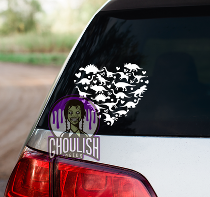 Dino Heart Decal For Windows or any flat surface