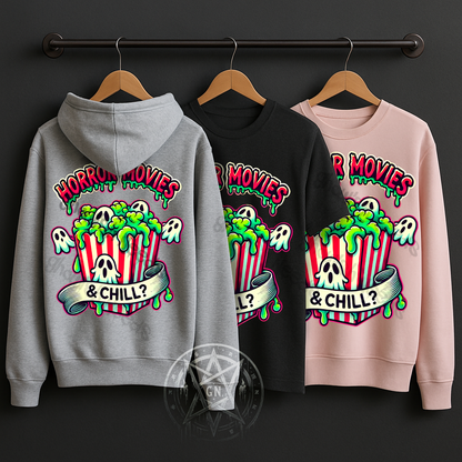Horror Movies And Chill Gooey Popcorn - Shirts, Sweatshirts or Hoodie