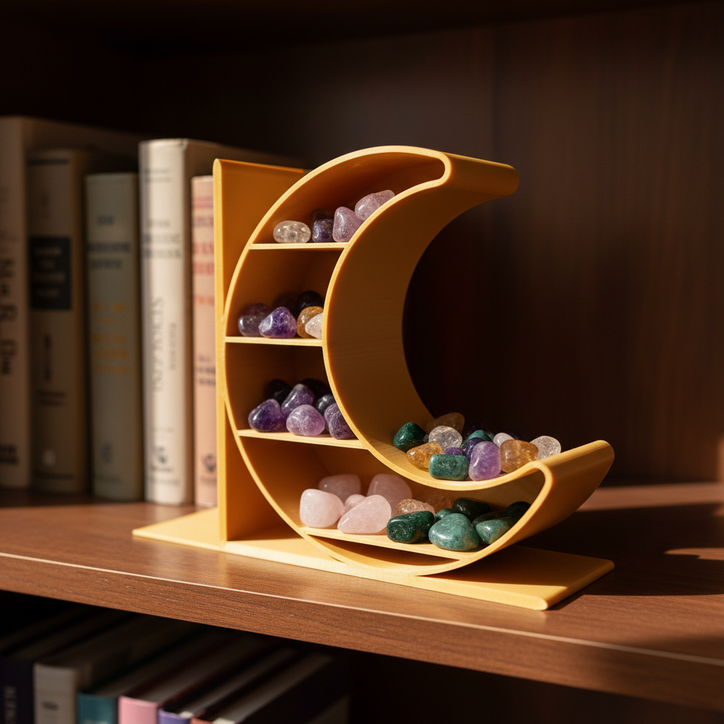 Crescent Moon Bookend - 3D Printed Shelf