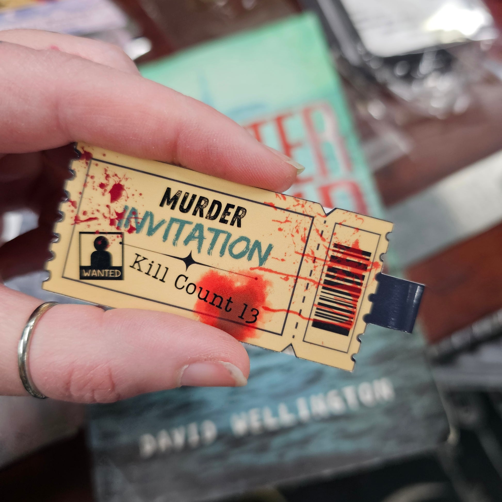 Murder Ticket Magnetic Bookmark - 1.75 inches Wide