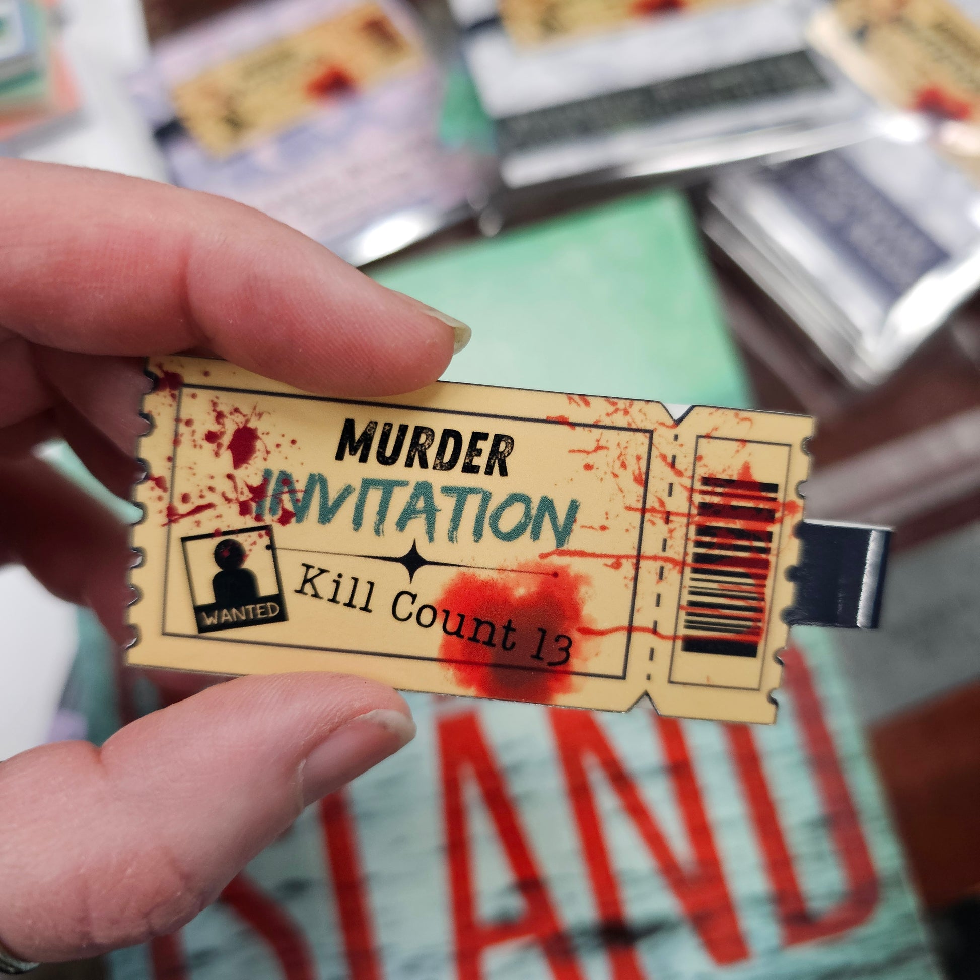 Murder Ticket Magnetic Bookmark - 1.75 inches Wide