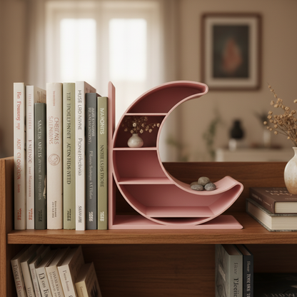 Crescent Moon Bookend - 3D Printed Shelf