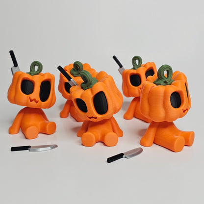 The Pumpkin Boy - 3d printed showing a group of them