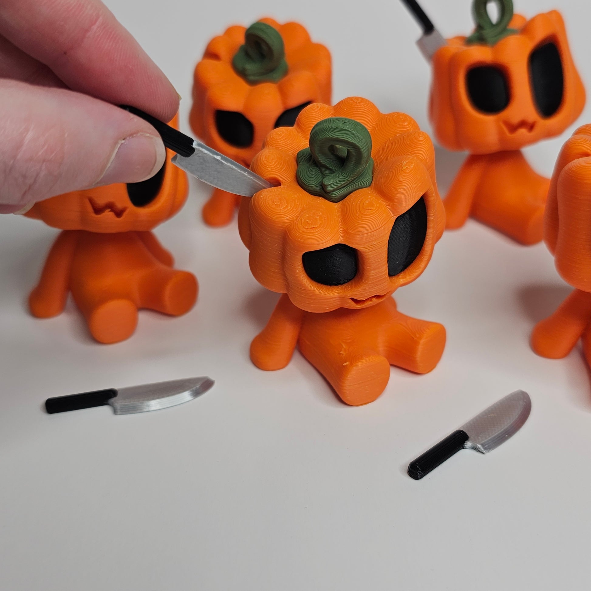 The Pumpkin Boy - 3d printed showing the knives. 
