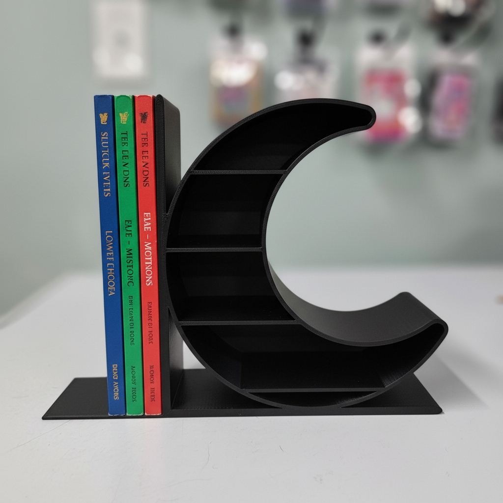 Crescent Moon Bookend - 3D Printed Shelf