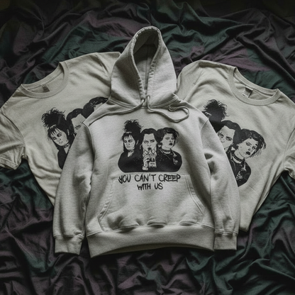 Can't Creep With Us - Smooth Hoodie Bed Mockup