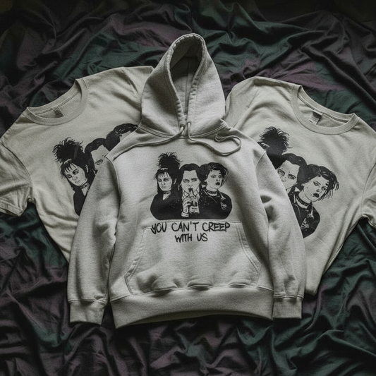 Can't Creep With Us - Smooth Hoodie Bed Mockup