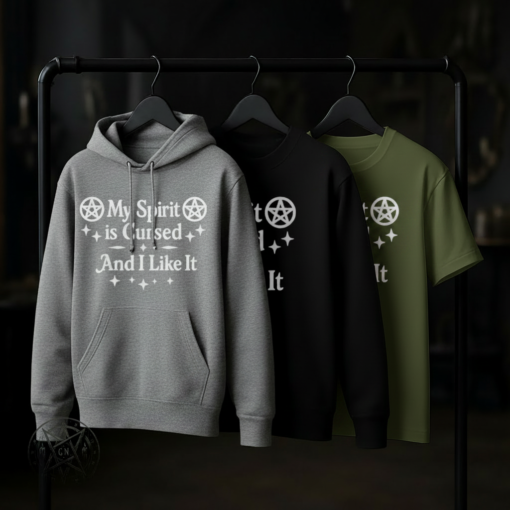 My Spirit Is Cursed - Military Green Shirt White Print