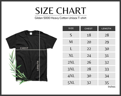 image of a shirt and size chart