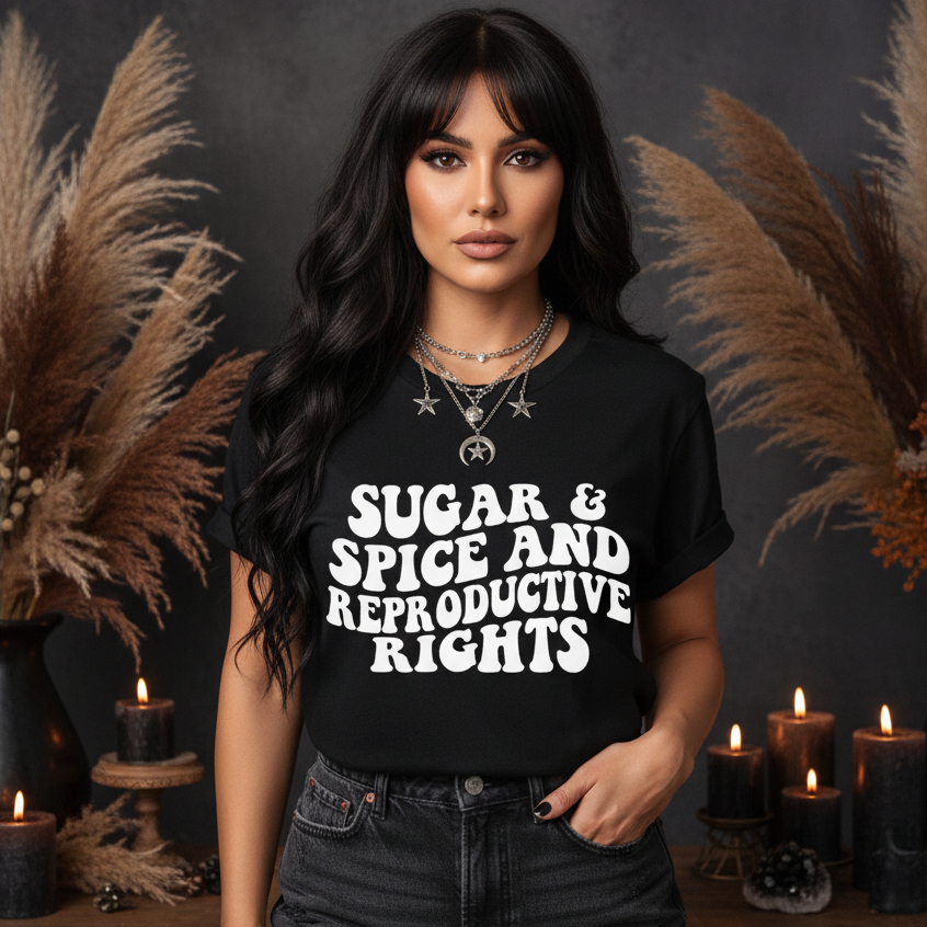 Sugar & Spice Reproductive Rights — Black Gothic Boho Mockup