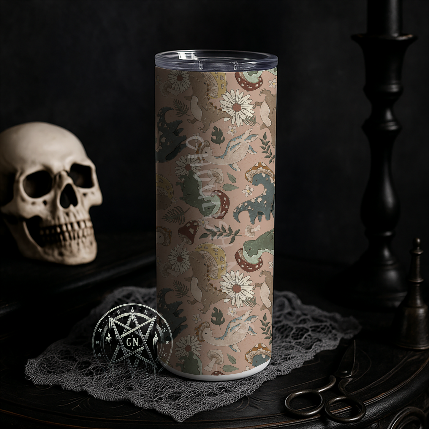 Dino Mushroom Pink 20oz Double Insulated Tumbler