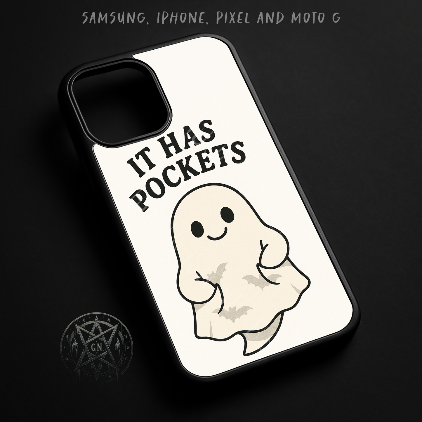 It Has Pockets” Cute Ghost Phone Case – iPhone, Samsung, Pixel & Moto G