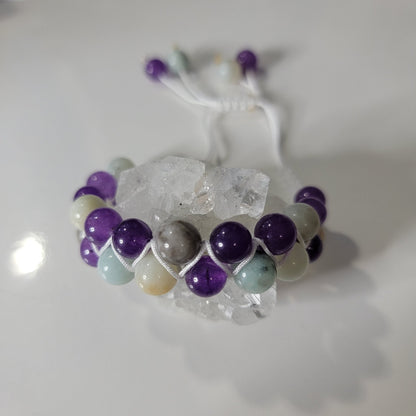 Purple Chalcedony and Blue Amazonite Bracelet