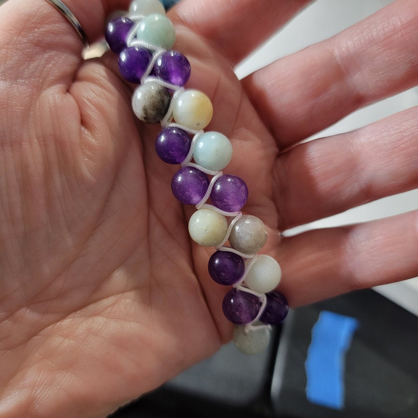 Purple Chalcedony and Blue Amazonite Bracelet