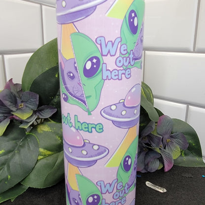 Alien and Cat 20oz Tumbler mockup - Gothic alien and cat design