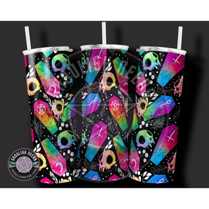 Cat skull and rainbow coffin Tumbler