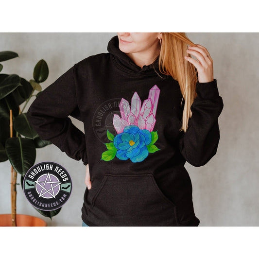 Crystals and Flower Pullover Hoodie