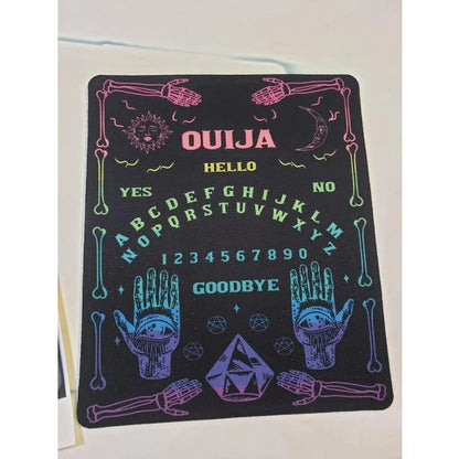 Rainbow Ouija Mousepad - Detail of hand-pressed sublimation print