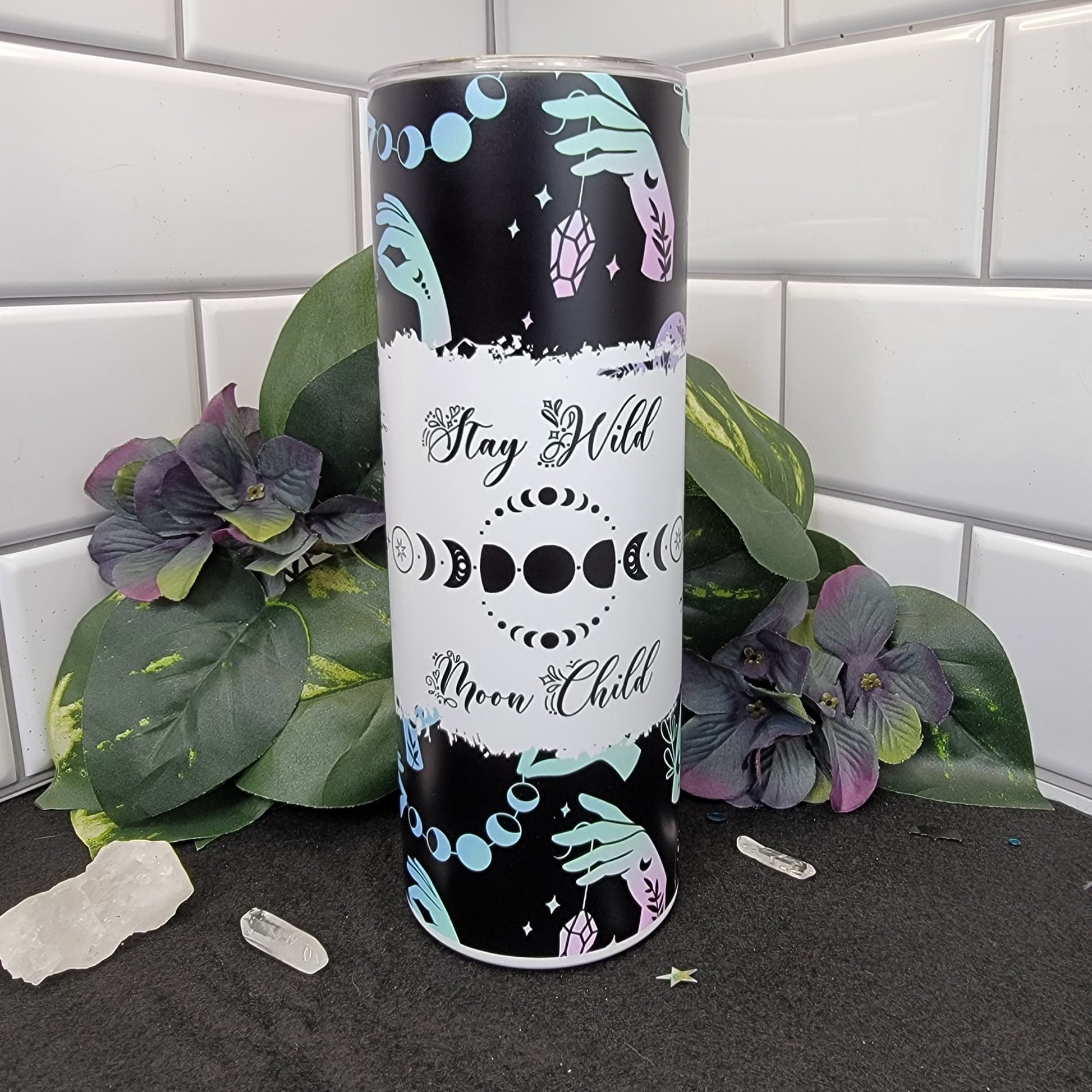 Moon Child 20oz Tumbler mockup - Mystical moon and celestial design
