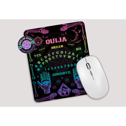 Rainbow Ouija Mousepad mockup - Colorful supernatural design on desk