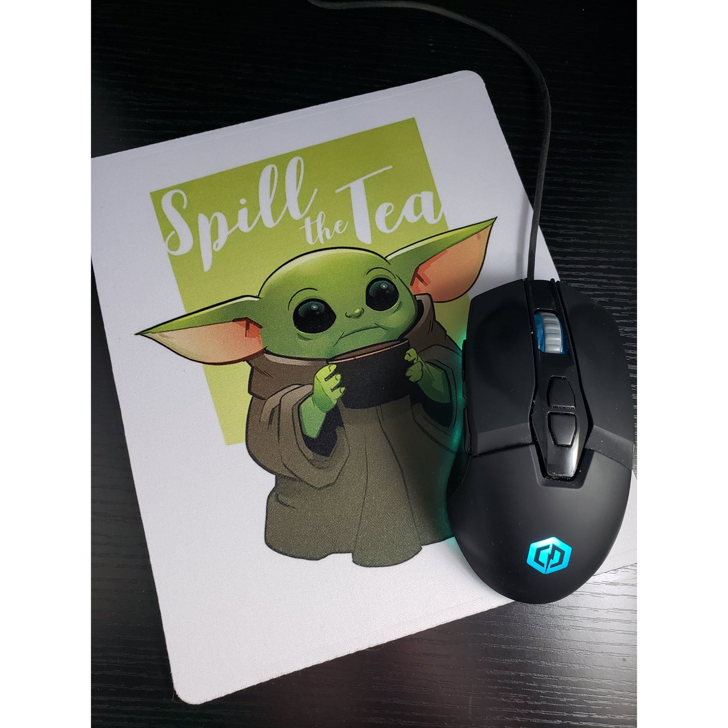 Spill the Tea Mousepad mockup - Cute alien with tea design