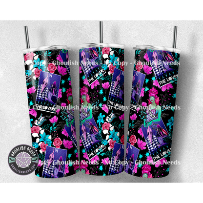 he Lovers Horror 20oz Tumbler mockup - Beetlejuice inspired design