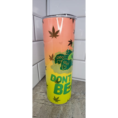 Don't Care Bear 20oz Tumbler mockup - 420 friendly purple care bear design
